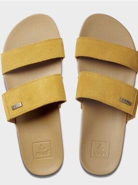 Reef Women's Mustard Double-Strap Suede Slide Sandals